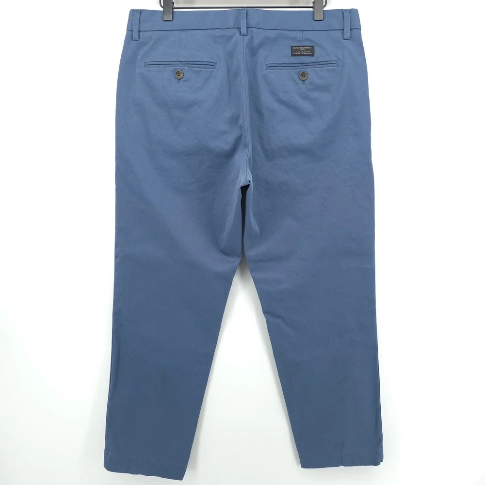 Banana Republic Tapered Fit Mens Chino Pants 34x32 Blue Stretch Trousers